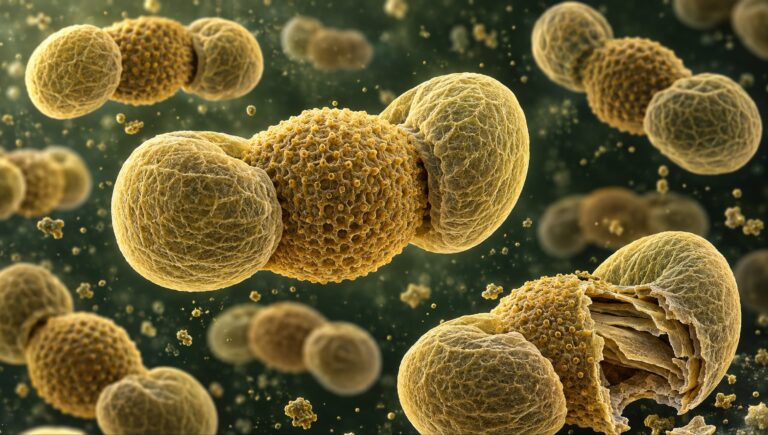 pine pollen microscopic structure reduced