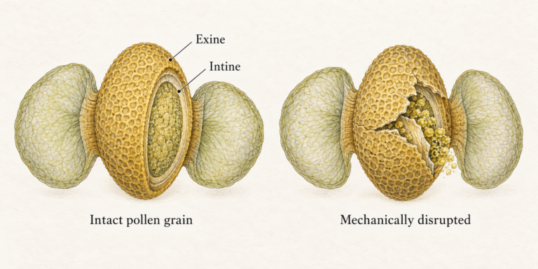 pine pollen intact vs cracked