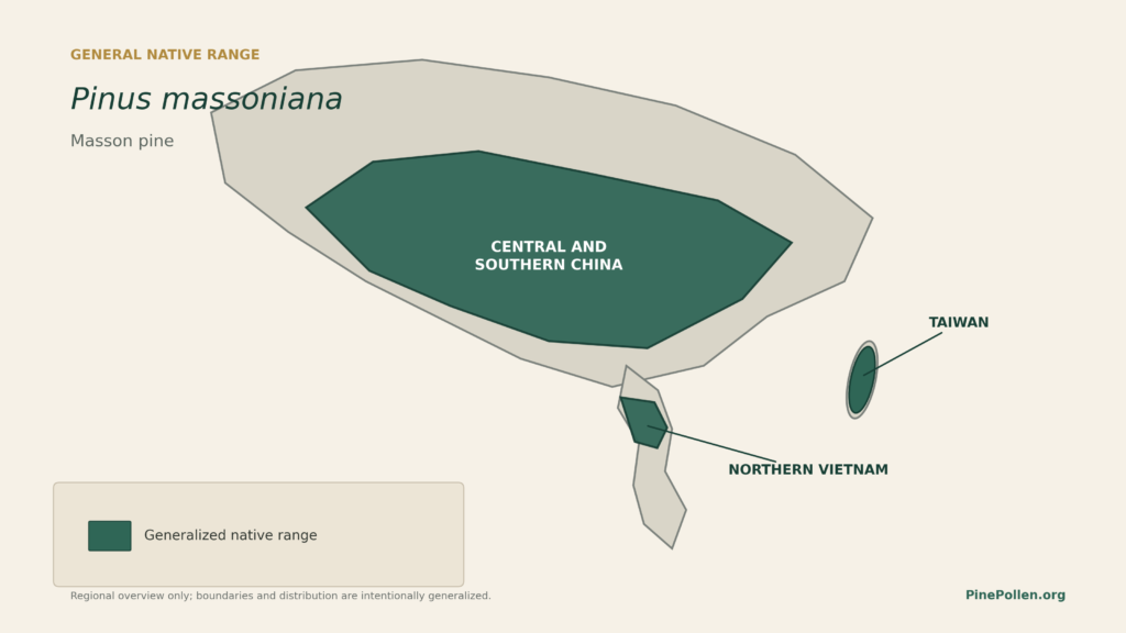 pinus massoniana general native range map
