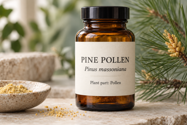 pine pollen botanical name label
